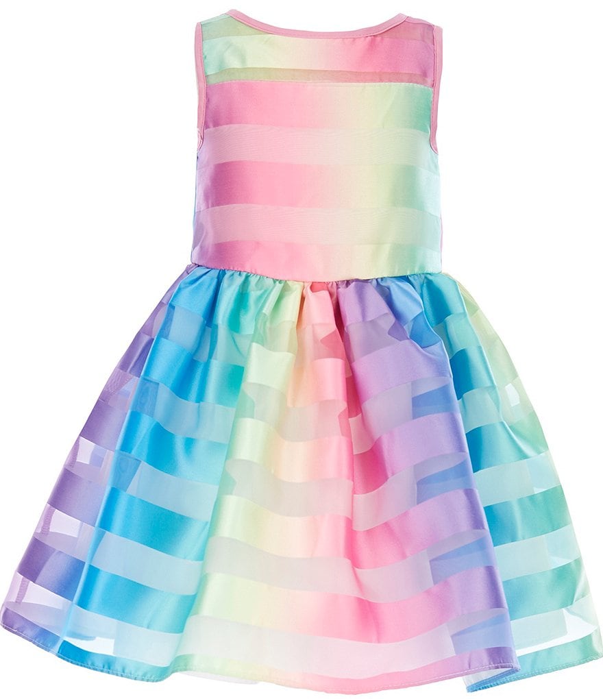 Pippa & Julie Little Girls 2T-6X Floral/Clip-Dot Tiered Fit-And-Flare Dress