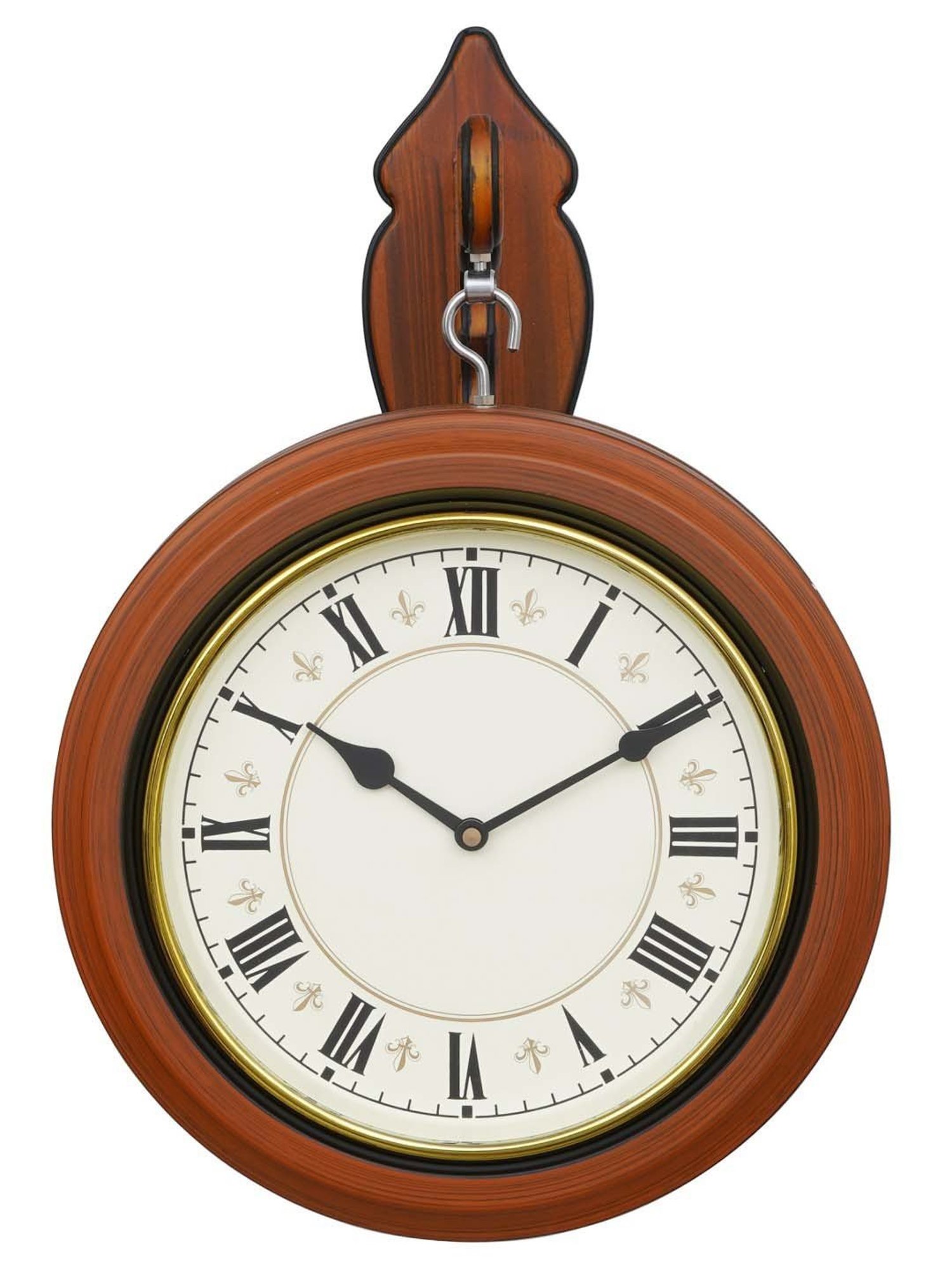 CHRONIKLE Brown Wood Analog Double Sided Hanging Wall Clock