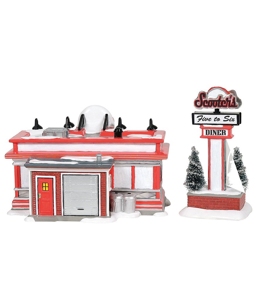 Department 56 The Original Snow Village Scooter's Diner, 2-Piece Set
