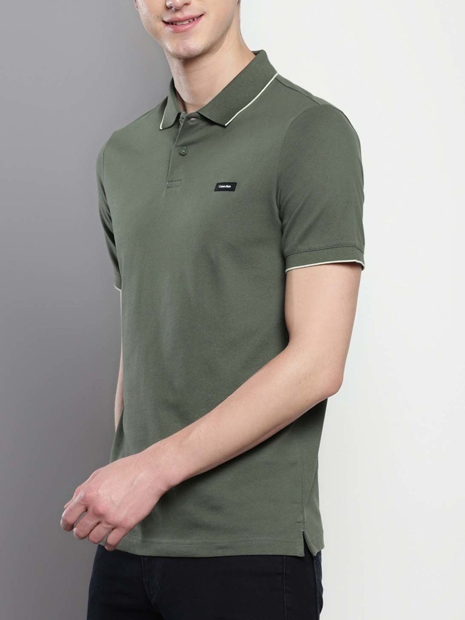 Calvin Klein Thyme Cotton Slim Fit Polo T-Shirt