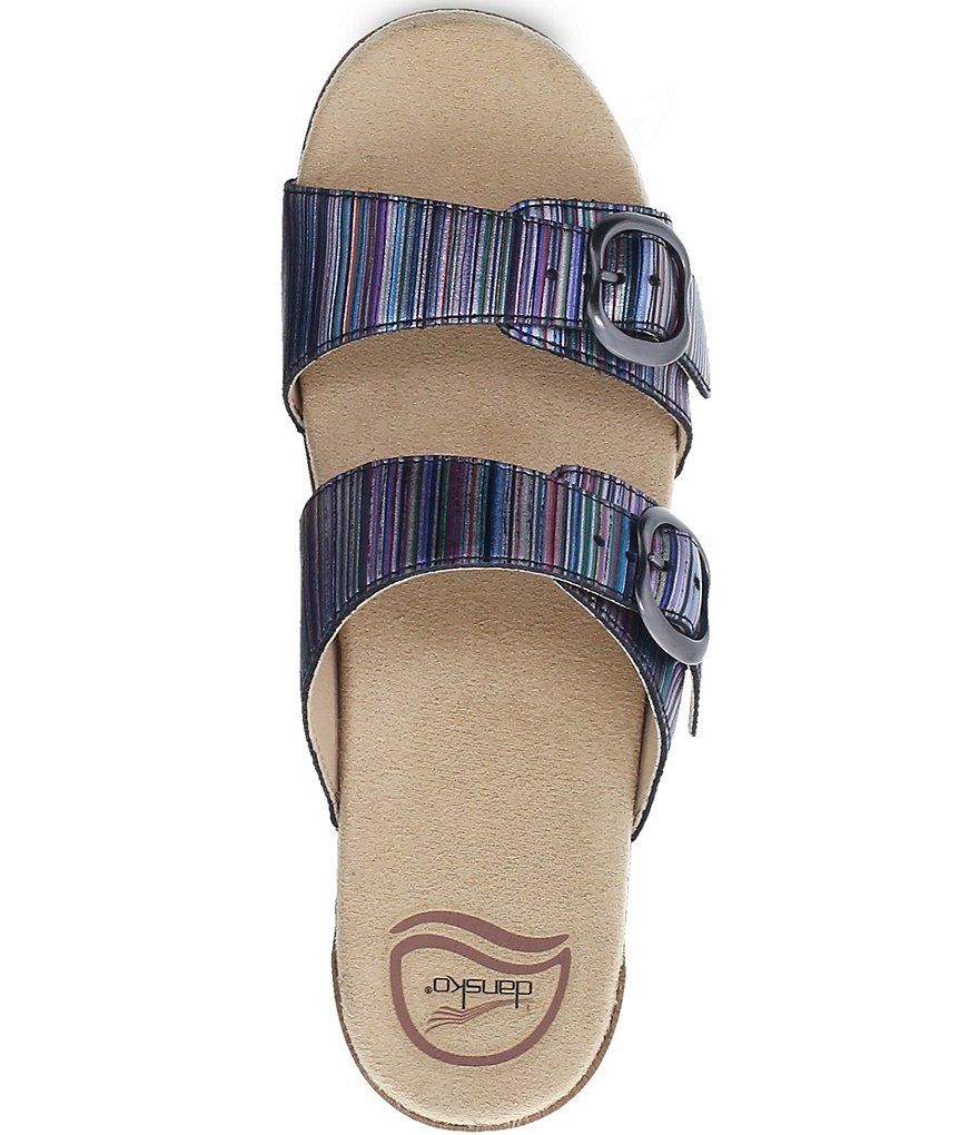 Dansko Sophie Metallic Stripe Leather Slide Sandals