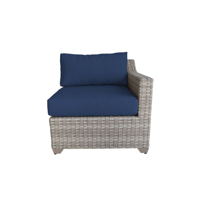 Nolin 7pc Sectional Weathered Brown Frame Sunbrella Spectrum Denim Fabric - La-Z-Boy