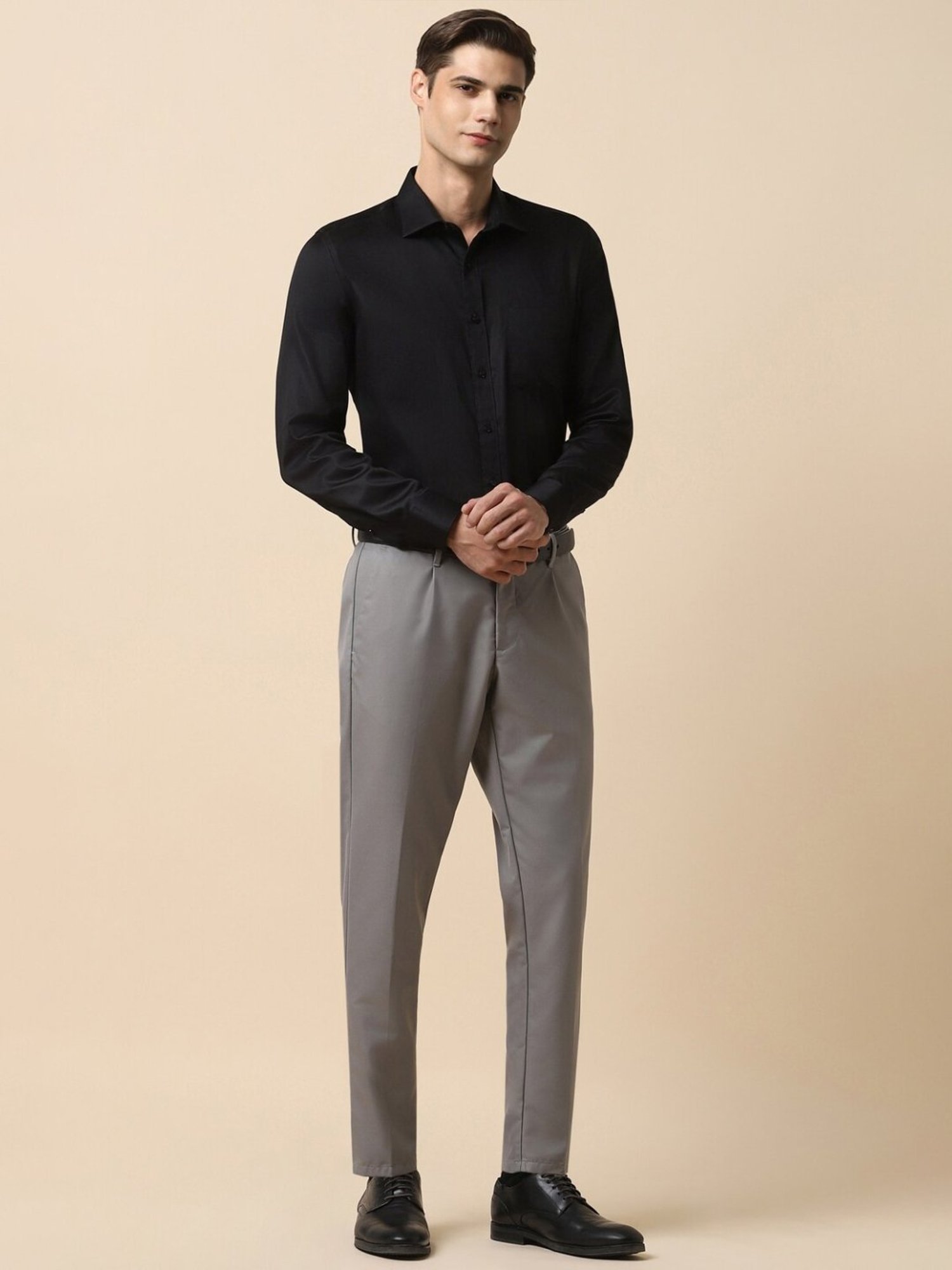 Allen Solly Grey Slim Fit Trousers