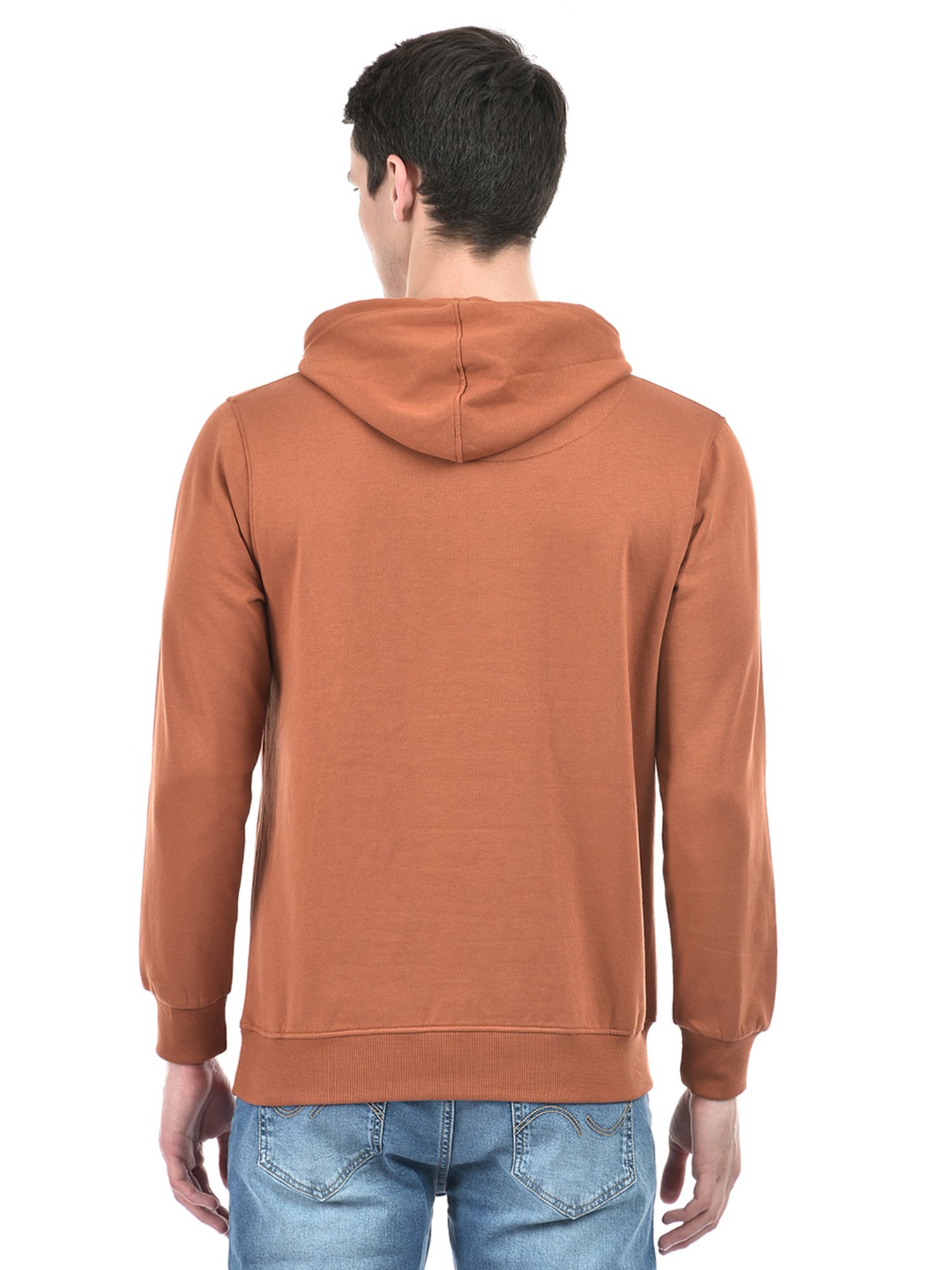 Integriti Brunt Orange Regular Fit Printed Hooded Sweatshirt