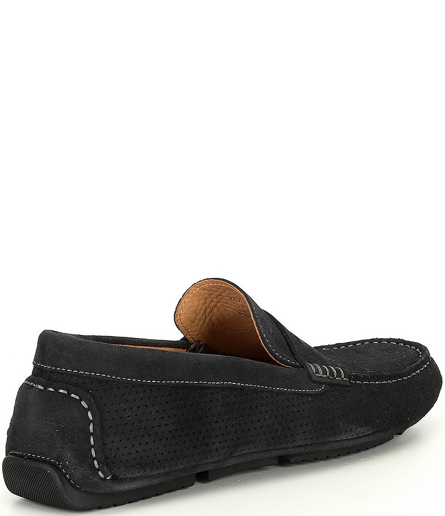 Flag LTD. Men's Morgan Kidsuede Leather Perforated Penny Loafer Moccasins