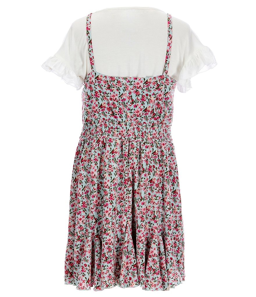 Rare Editions Big Girls 7-16 Ruffle-Sleeve Tee & Floral Gauze A-Line Dress Set
