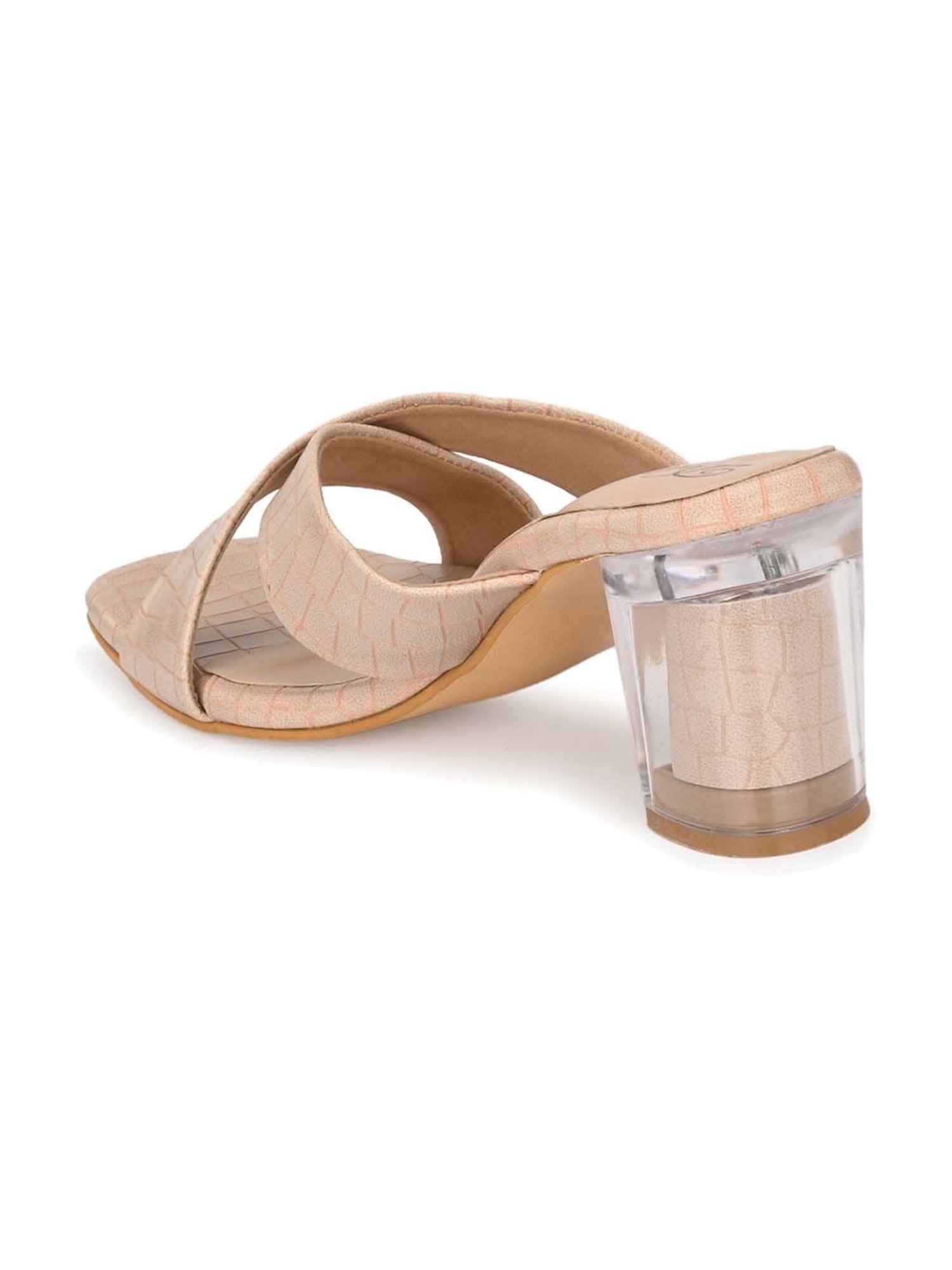 Delize Women's Beige Cross Strap Sandals