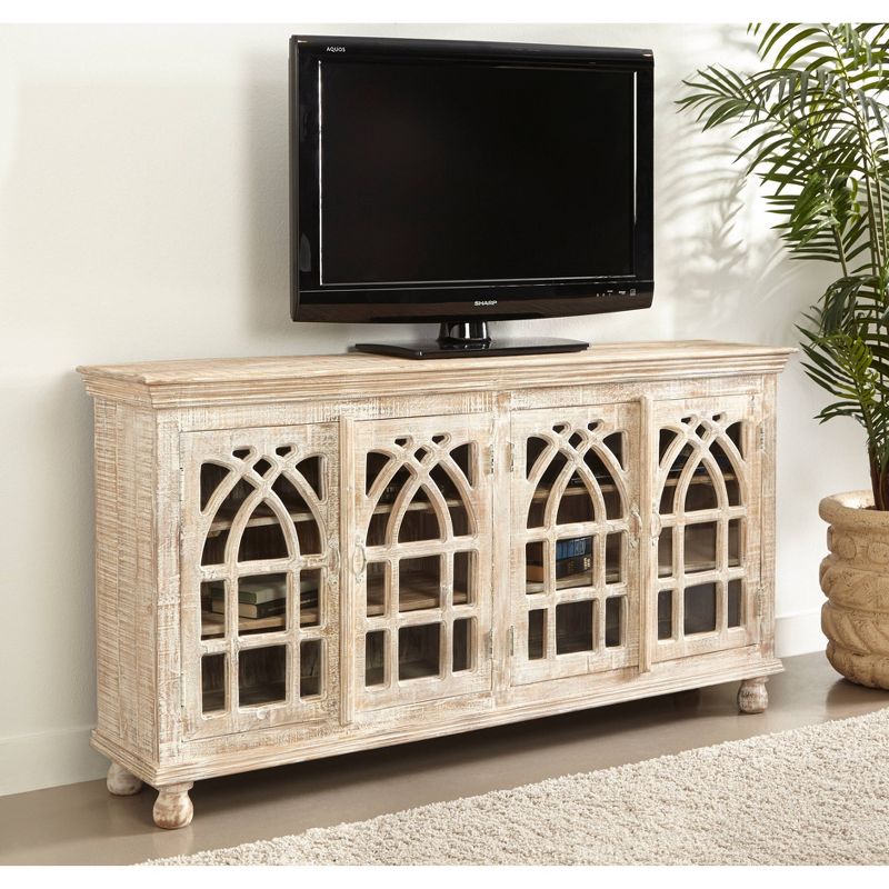Chancel 4 Door Media Credenza TV Stand for TVs up to 76" White - Treasure Trove Accents