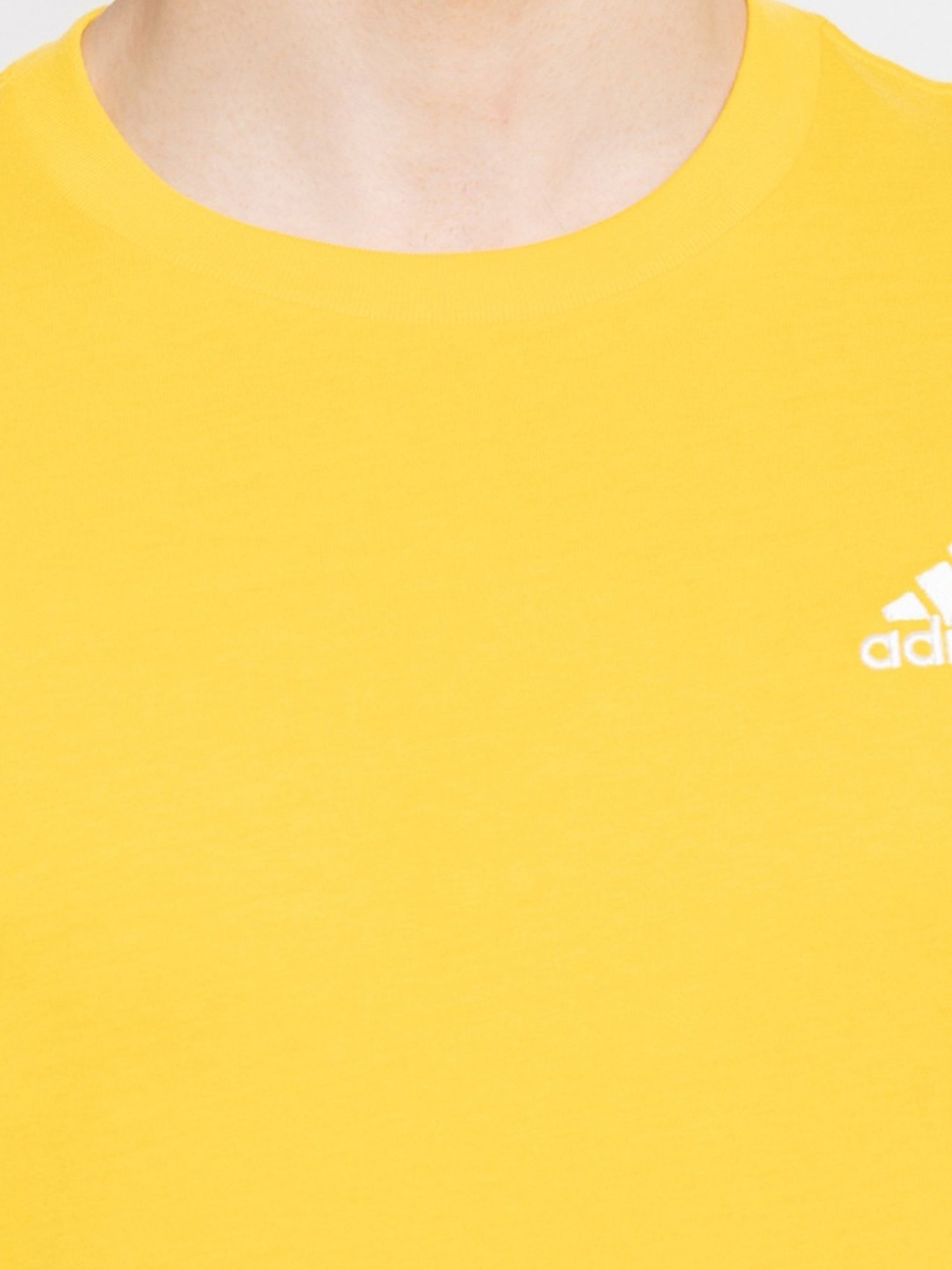 Adidas Yellow Cotton Regular Fit Sports T-Shirt