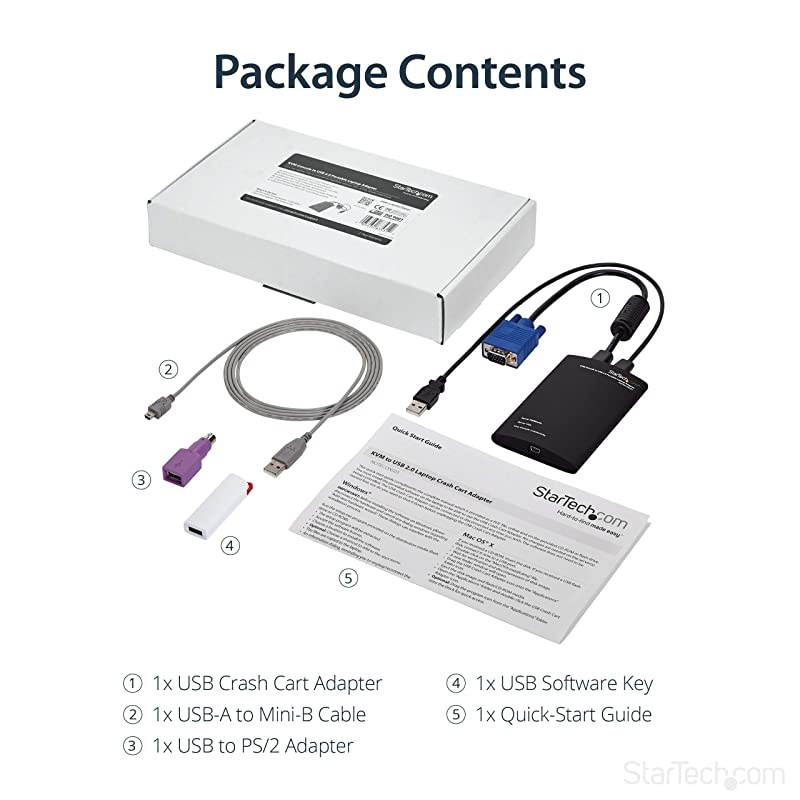 com Crash Cart Adapter 1920 x 1200 Portable Laptop USB 2.0 to KVM Console (NOTECONS01)