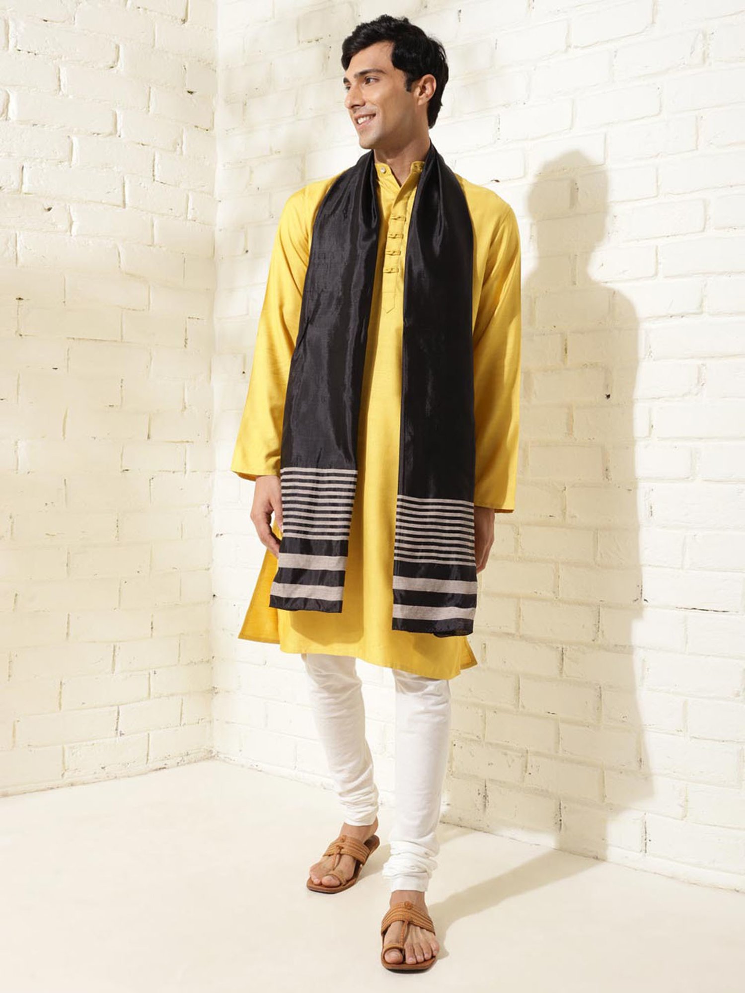 Fabindia Black Silk Blend Woven Stole