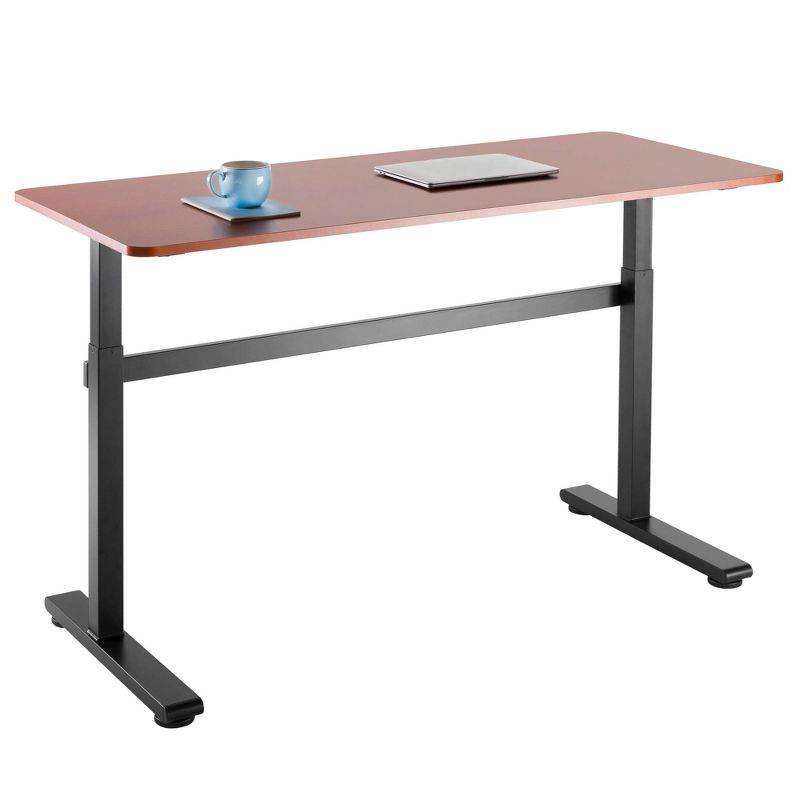 Tranzendesk Standing Desk &ndash; 55" Manual Height Adjustable Workstation &ndash; Cherry &ndash; Stand Steady