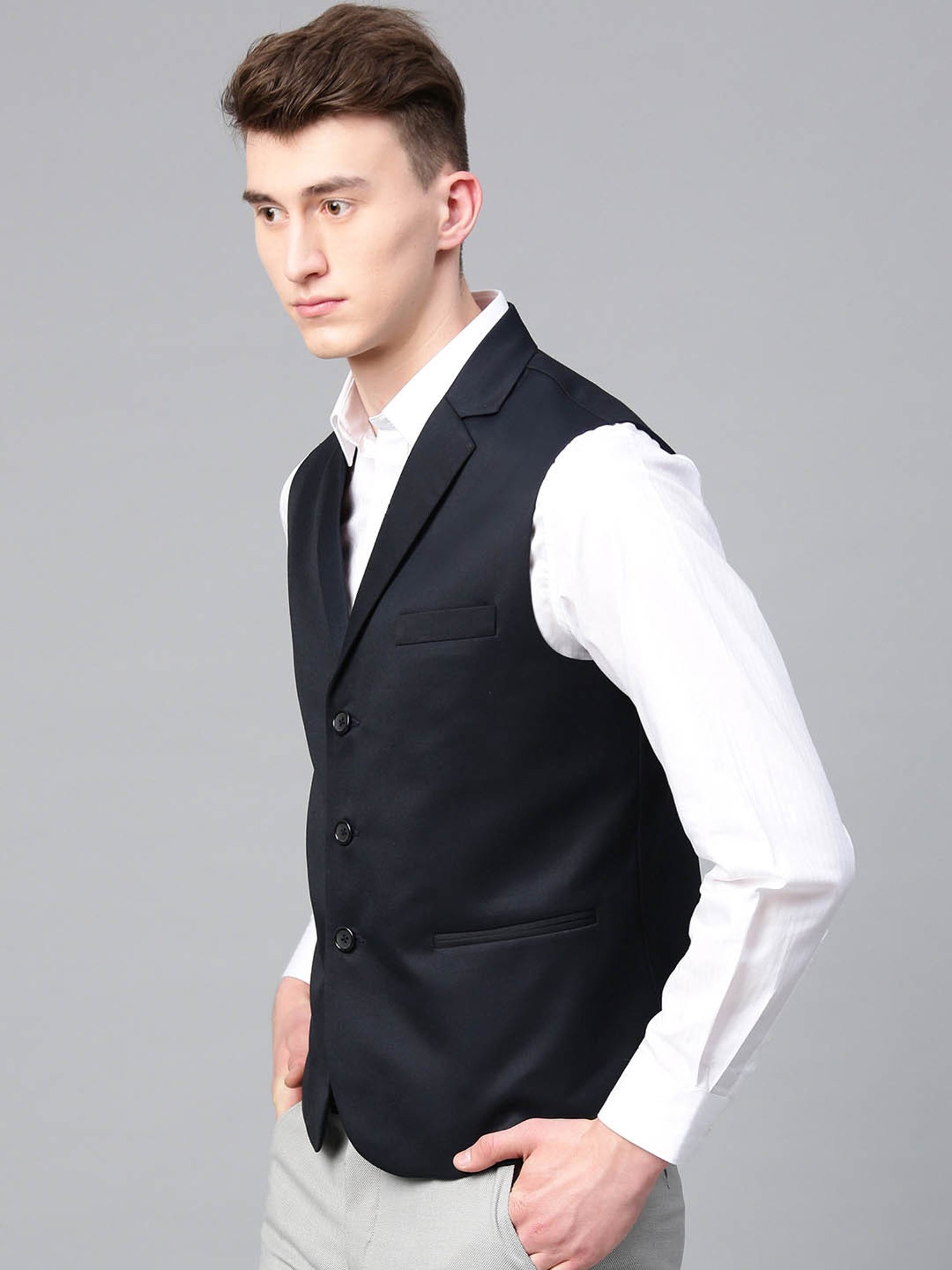 ManQ Navy Sleeveless Waistcoat
