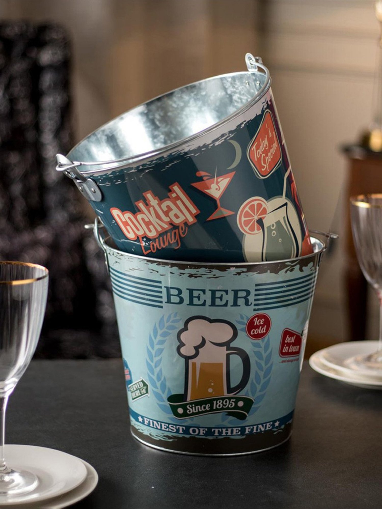 The Decor Kart Blue Metal Beer Beverage Tub