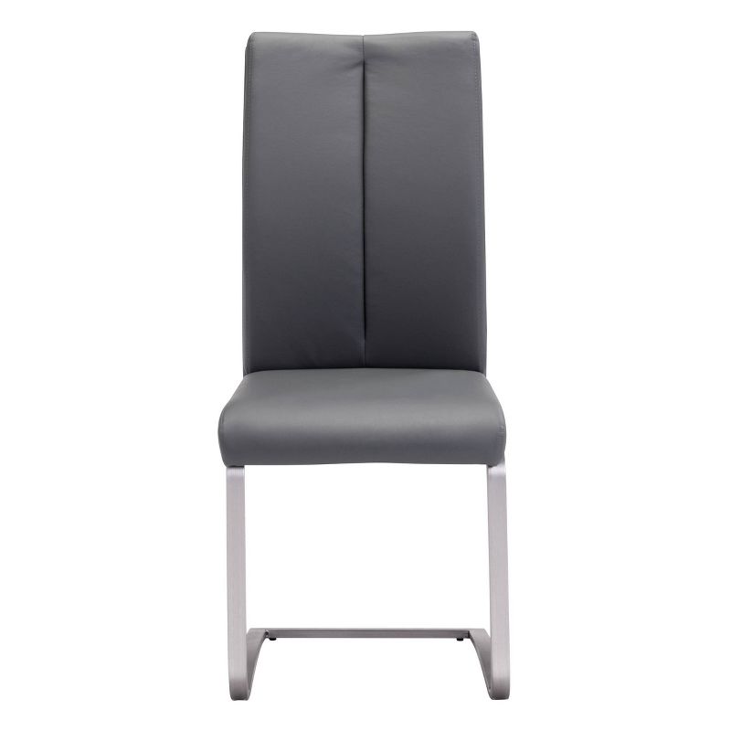 Set of 2 Elegant Contemporary Chromed Steel Dining Chair Gray - ZM Home