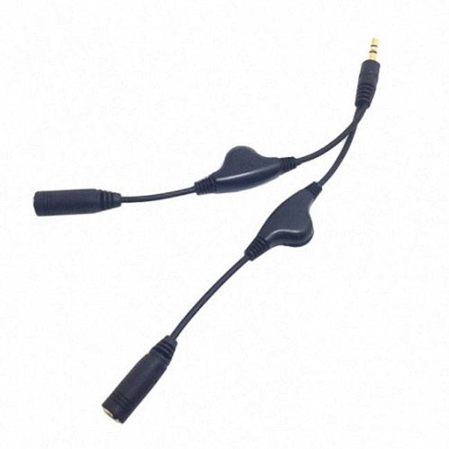Jimier 3.5mm Stereo Male to Double 3.5mm Female Audio Headphone Y Splitter Cable with Volume Control Switch RC-120