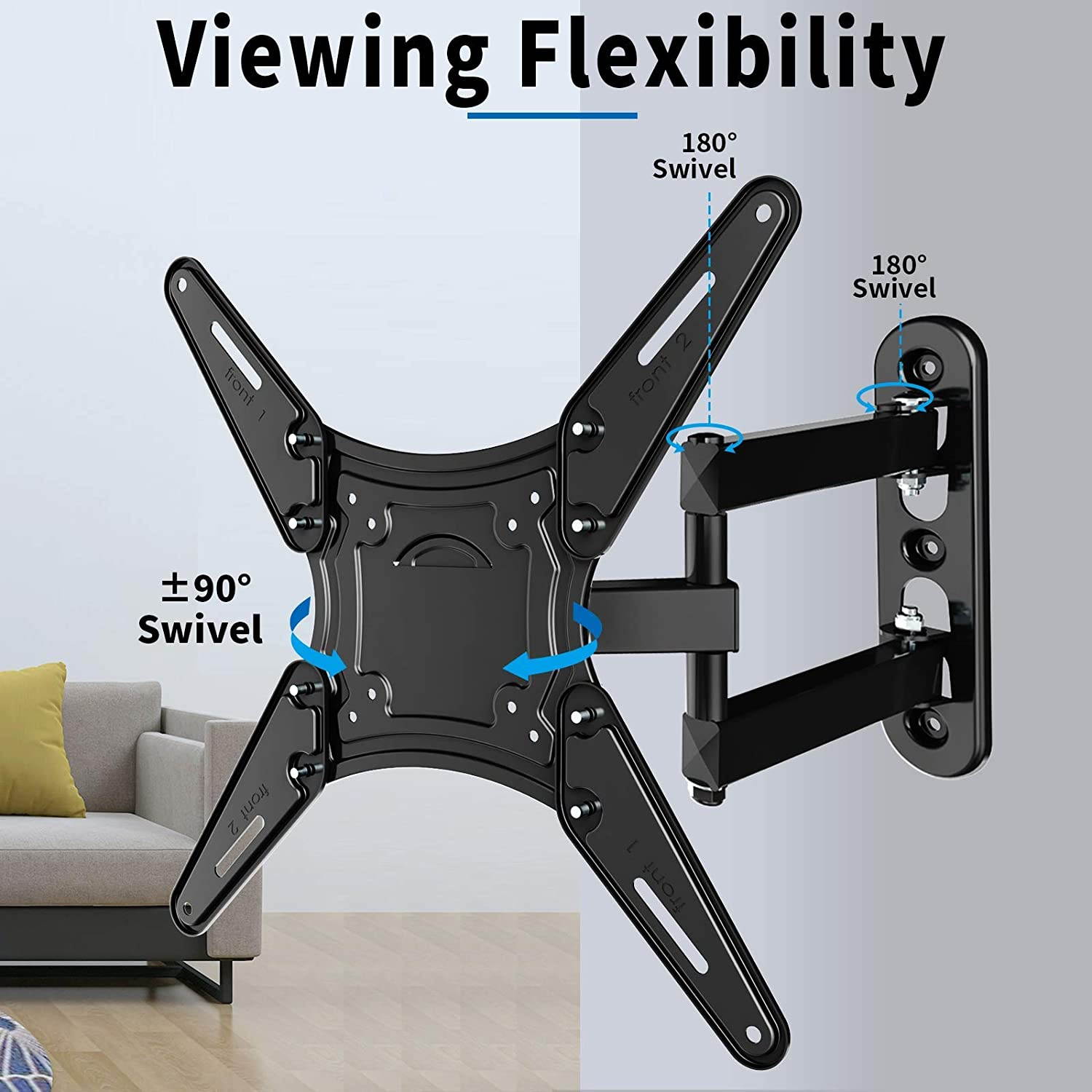 Fozimoa Full Motion TV Wall Mount for Most 26-55 Inch TVs with Swivels, Tilts & Extends, TV Bracket VESA 400x400 Fits LED, LCD, OLED, 4K TVs Up to 66 lbs, Fits Single Stud