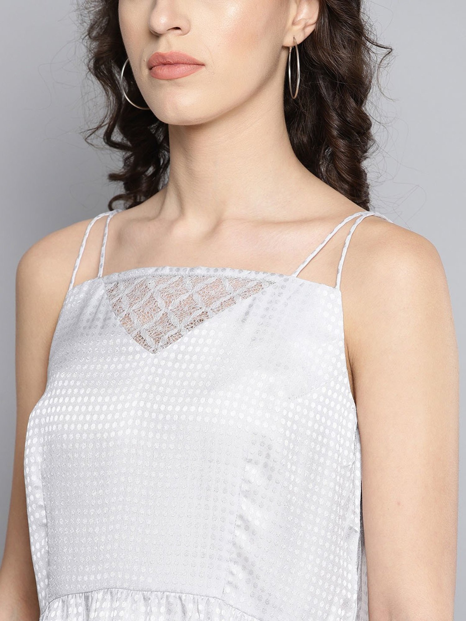 Carlton London Grey Self Design Peplum Top