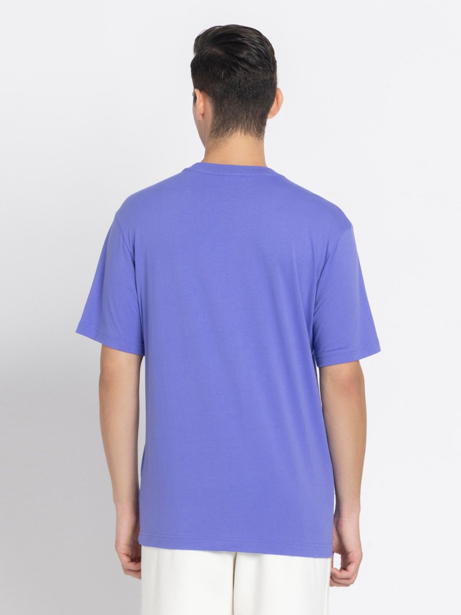 Adidas Blue 100% Cotton Regular Printed  T-Shirt
