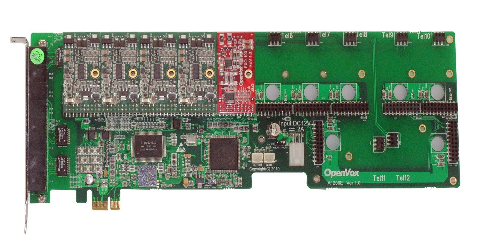 OpenVox A1200E0401 12 Port Analog PCI-E Base Card, + 4 FXS + 1 FXO