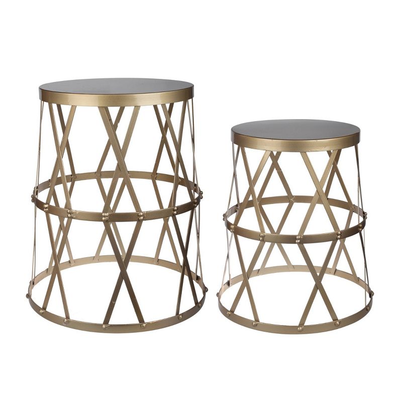 Set of 3 Glam Mirrored Accent Tables Gold - Olivia & May
