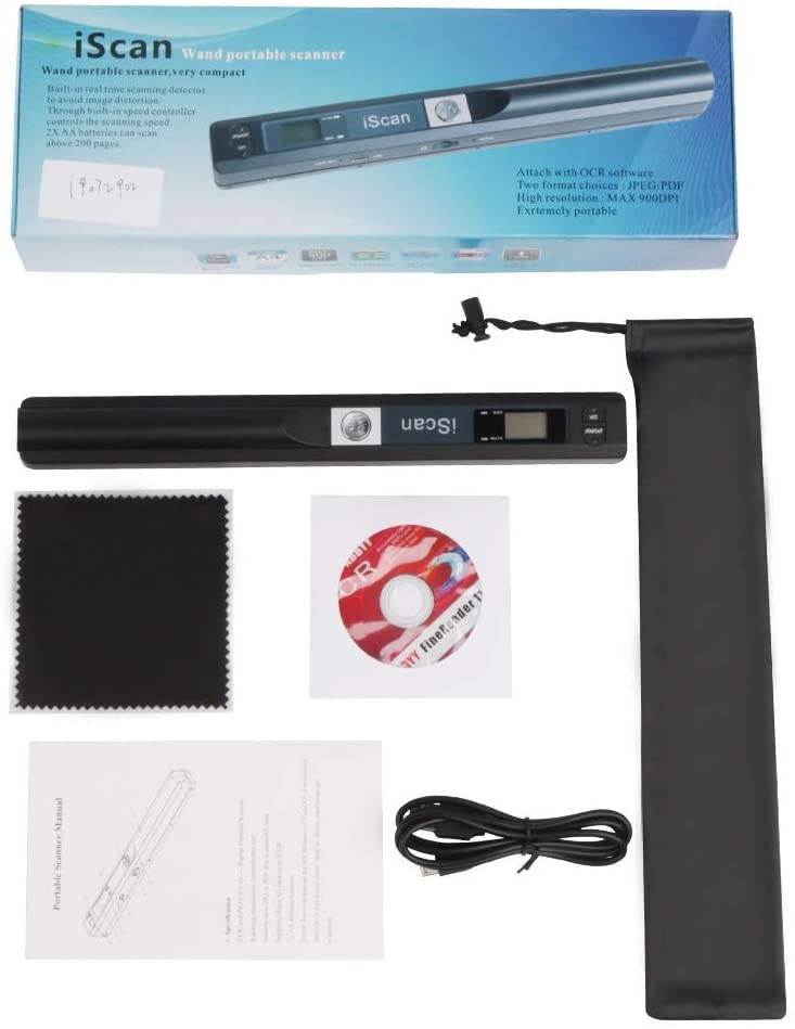 Portable Scanner iSCAN 900 DPI A4 Document Scanner Handheld for Business, Photo, Picture, Receipts, Books, JPG/PDF Format Selection, Micro SD Card Hand Scanner-B