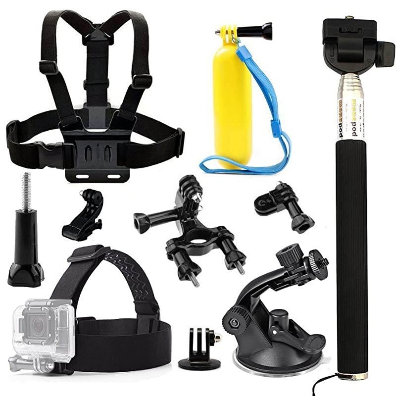 Accessories Compatible with Gopro Hero 7 6APEMANAKASO EK7000 Brave 6Crosstour Waterproof Action Camera Head Strap Chest Harness Car Suction Cup Floating Handle Grip Bike Handlebar Mount