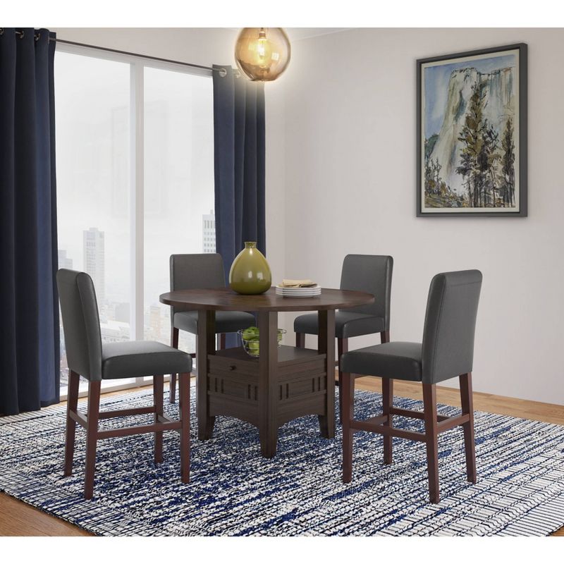 Set of 2 25.5" Liam Leather Counter Height Barstool Chocolate Dark Brown - Serta