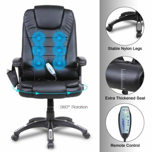 Upgrade 6 Point Massage Chair Office Executive Ergonomic Leather Vibrating Heat