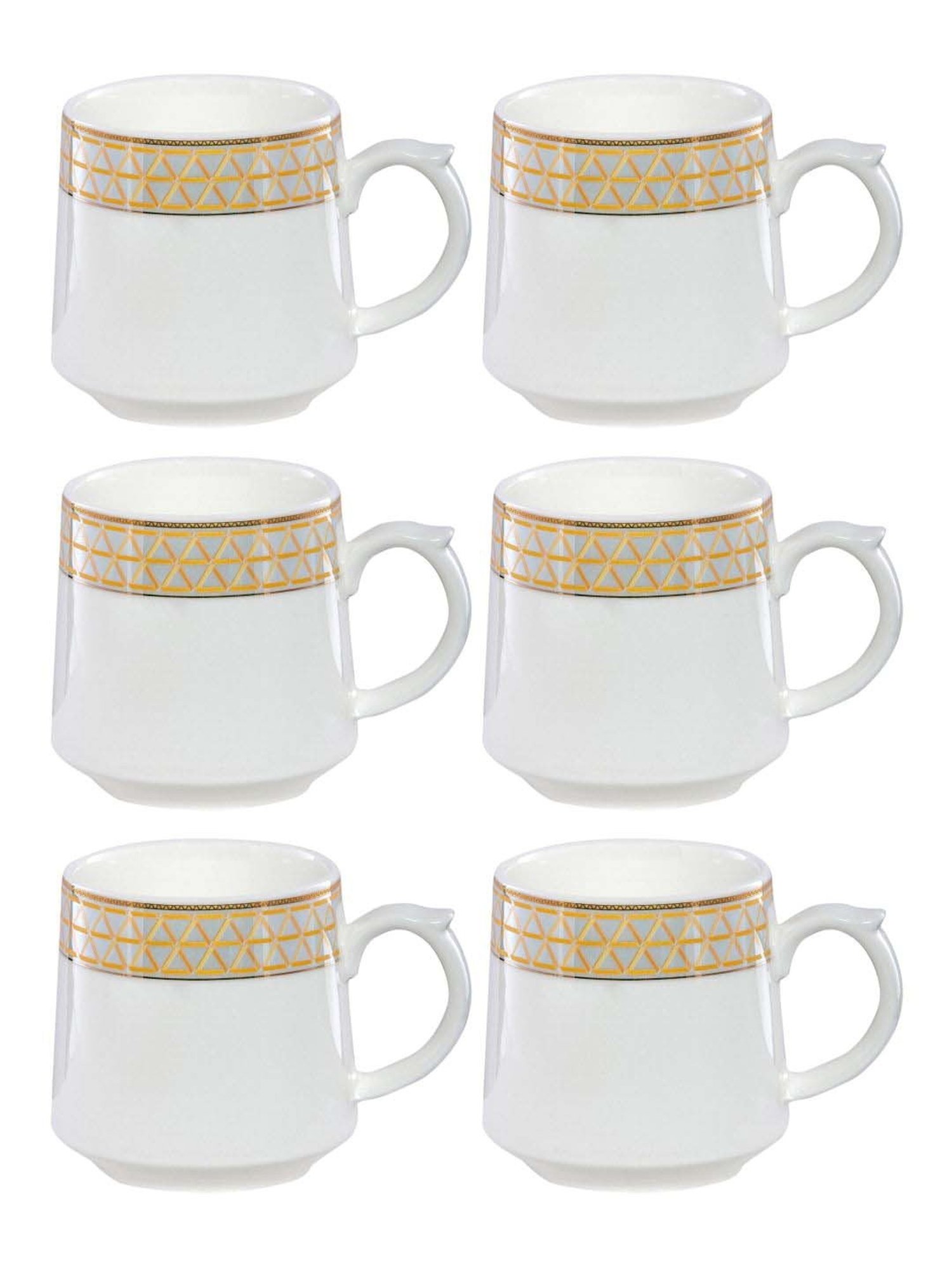 White Gold White & Golden Porcelain Coffee Mug (0.18 L) - Set of 6