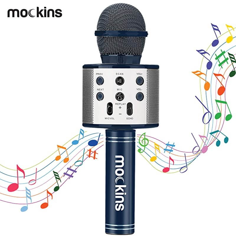 Wireless Bluetooth Karaoke Microphone with Built in Bluetooth Speaker AllinOne Karaoke Machine | Compatible with Android amp iOS iPhone Navy Color