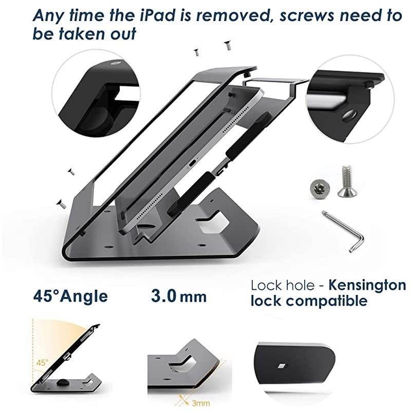 Tablet Stand for 10.2 inch iPad 7th/8th Generation, 360 Swivel Base, Anti Theft iPad Retail Stand, Metal, Black, BSC102BT