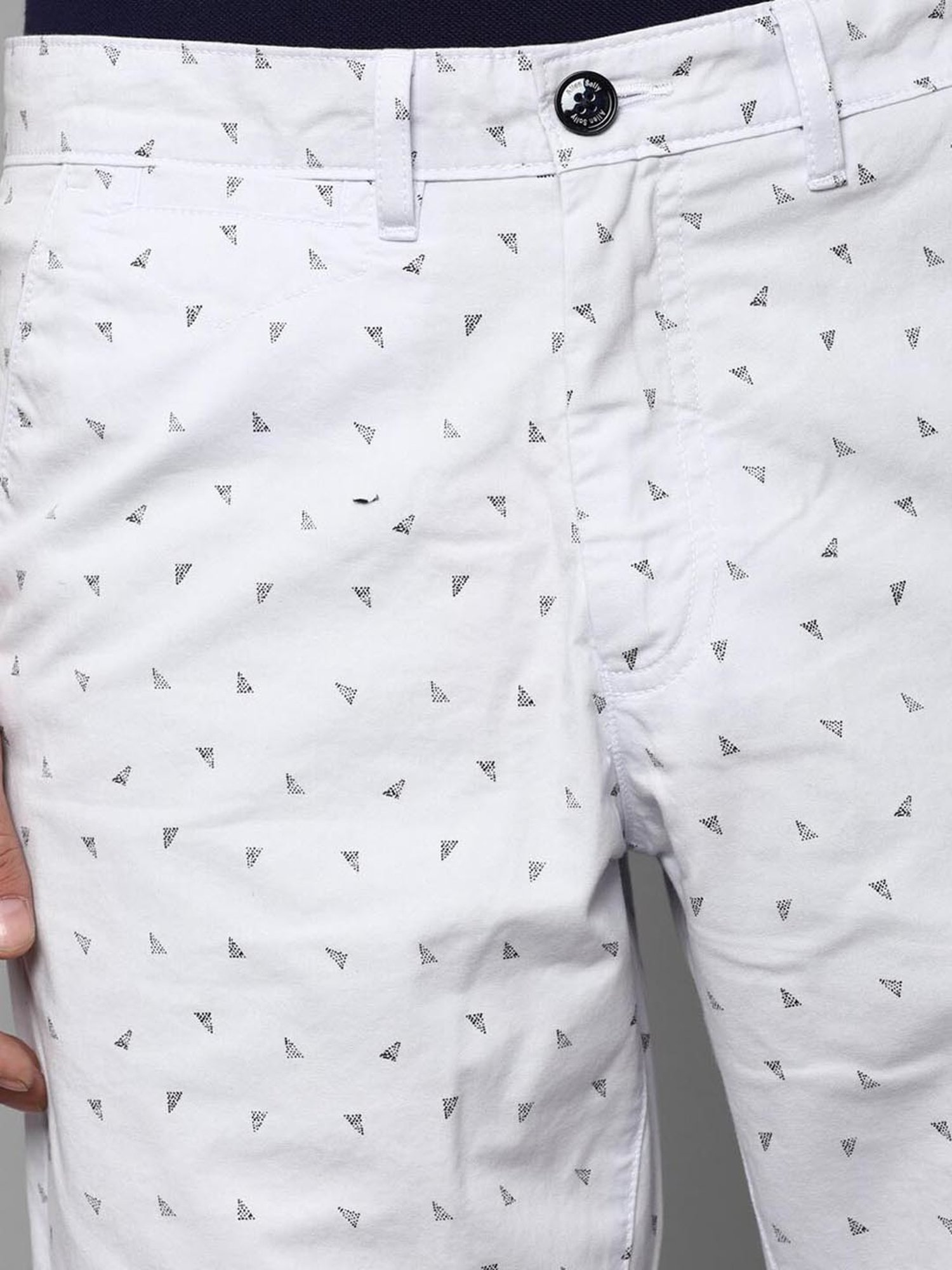 Allen Solly White Cotton Slim Fit Printed Shorts