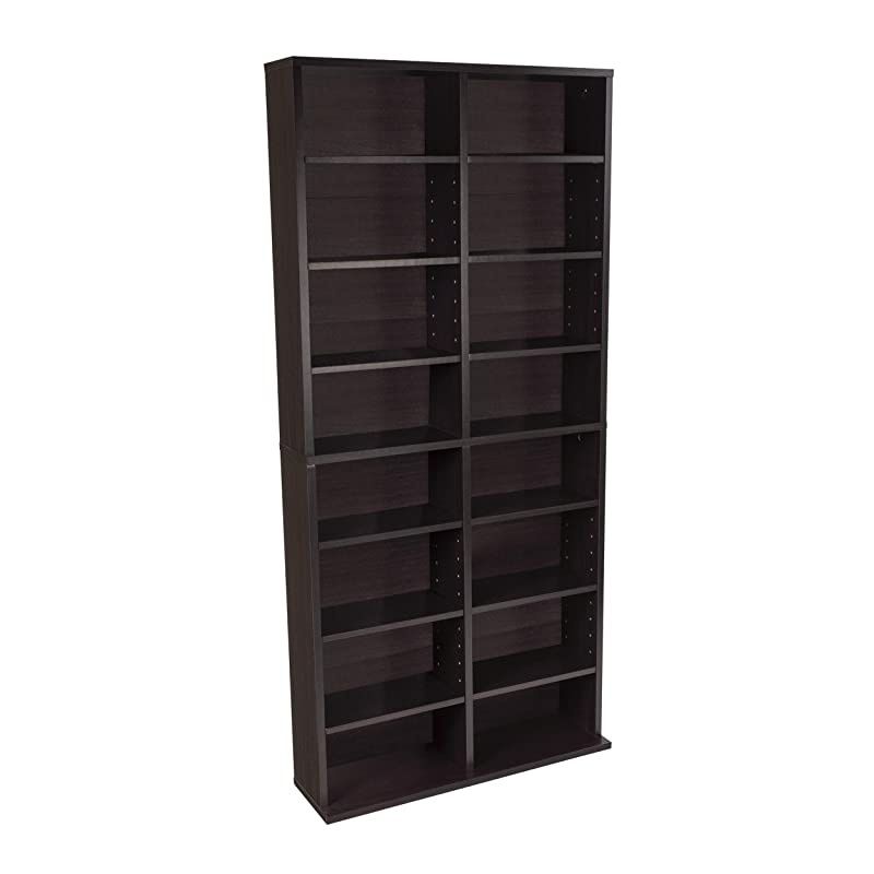 Oskar Adjustable Media Cabinet Holds 464 CDs 228 DVDs or 276 Blurays 12 Adjustable and 4 fixed shelves PN38435719 in Espresso