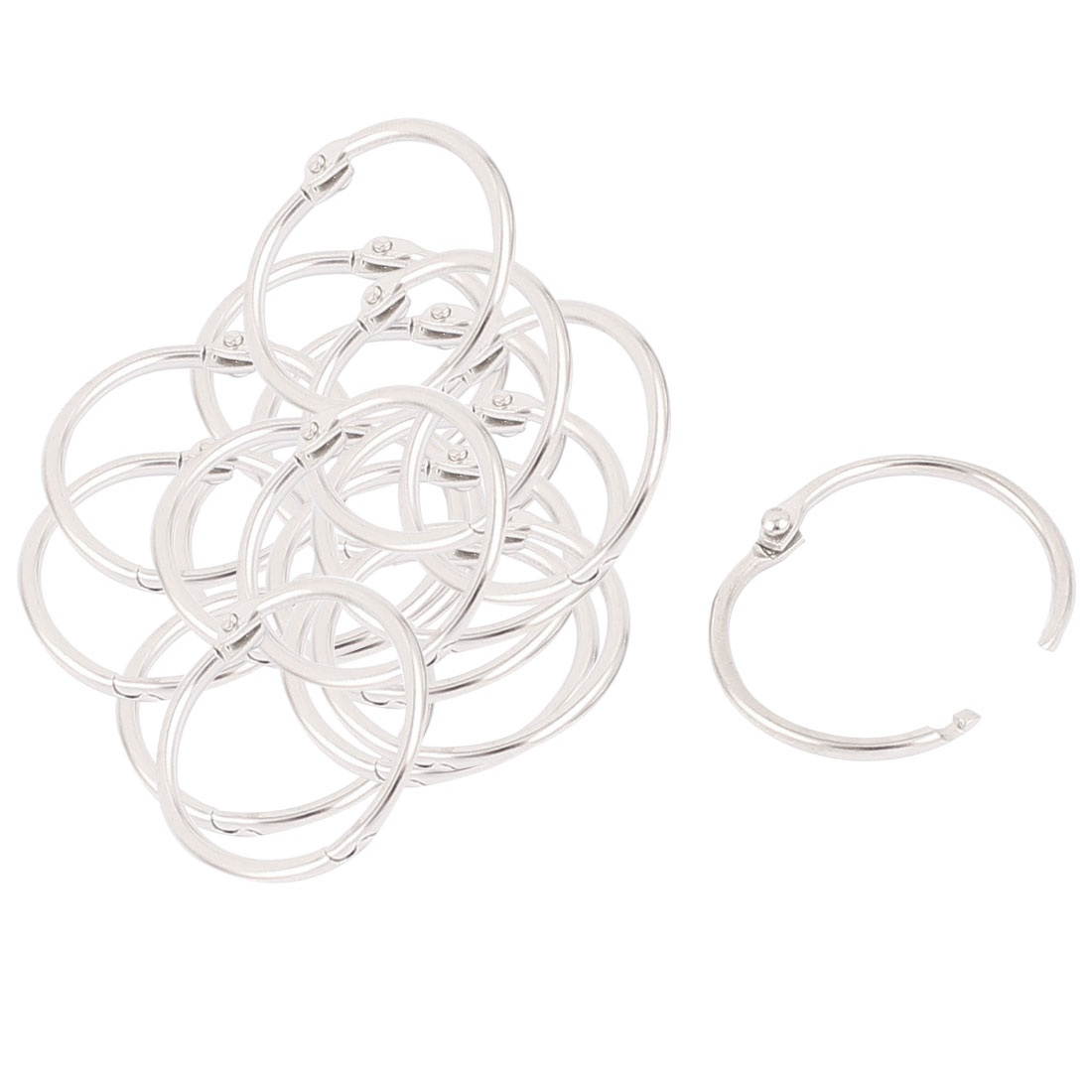 Unique Bargains School Office 30mm Dia Metal Loose Leaf Rings Hinge Snap Binder 17pcs