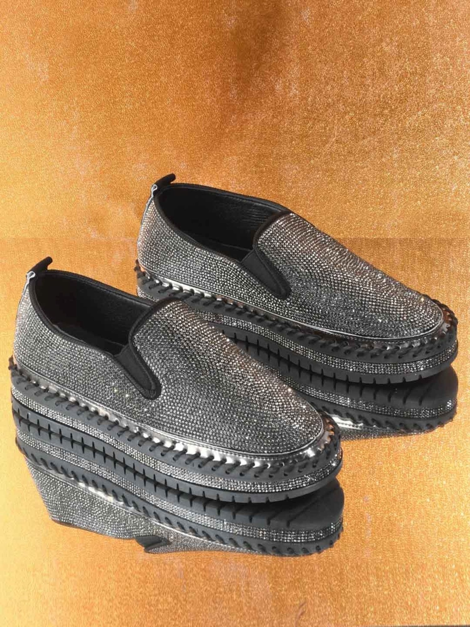 The White Pole Women's Golden Casual Loafers