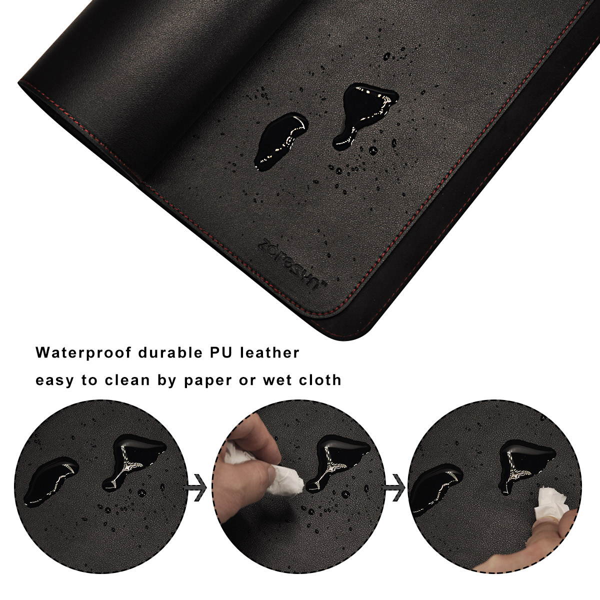 110*50cm Large PU Leather Gaming Mouse Mat Multifunctional Computer Keyboard Desk Pad Mousepad Desk Mat For Office and Home Using - Black