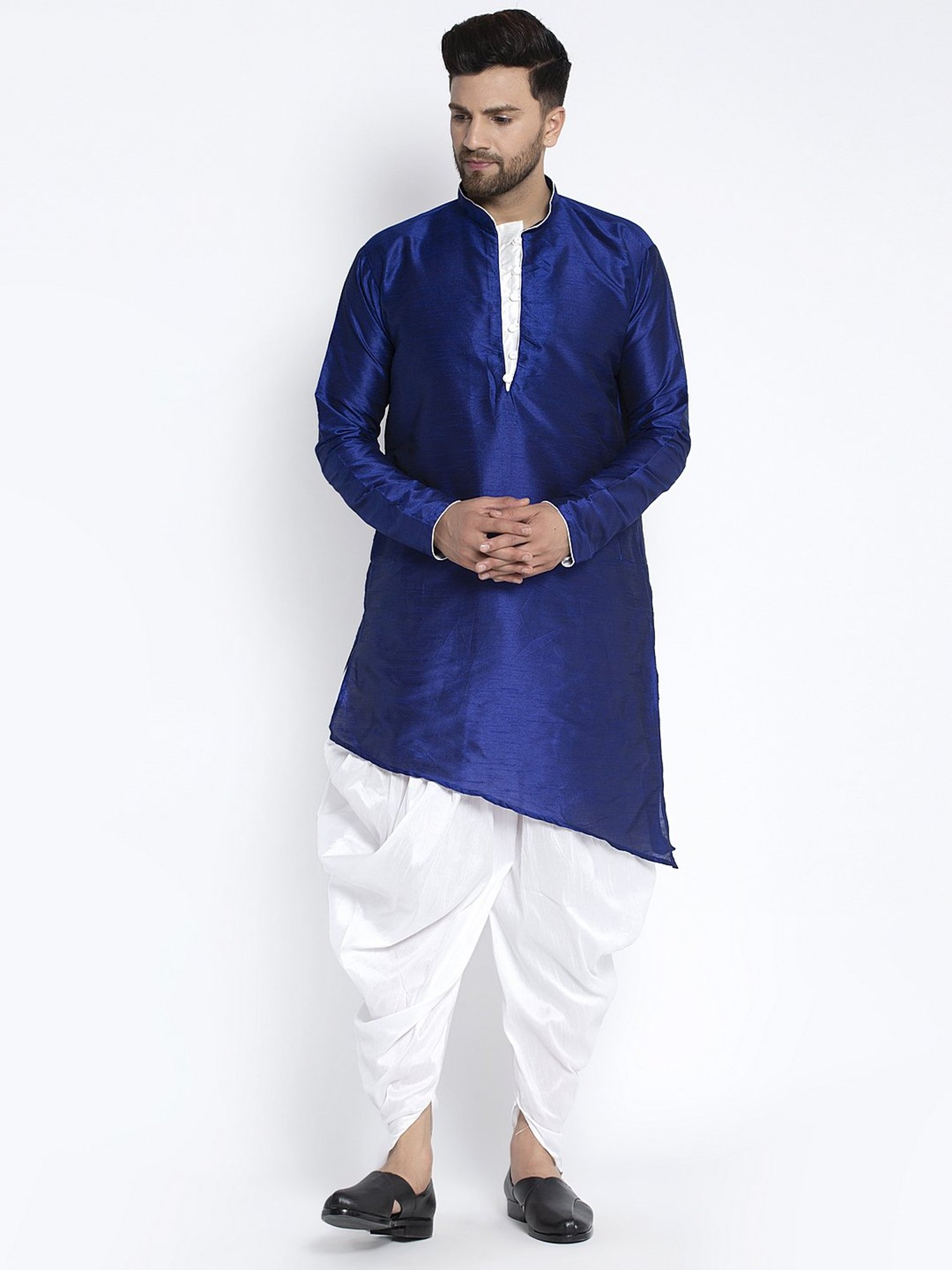 Benstoke Royal Blue & White Regular Fit Kurta Set