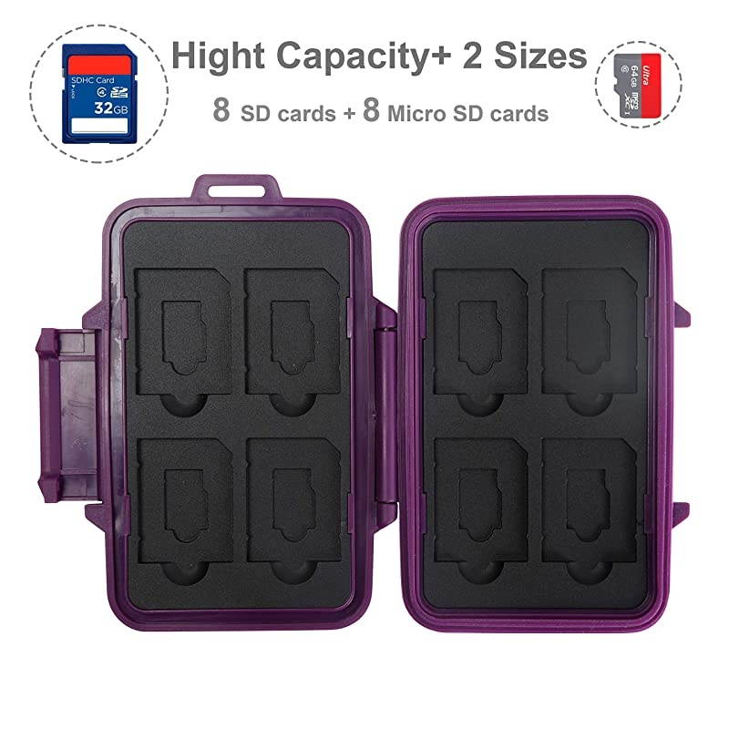 SD Card Holder Case Hunter  Weatherproof Micro SD Card Case Small Cute SD Card Storage Container Purple