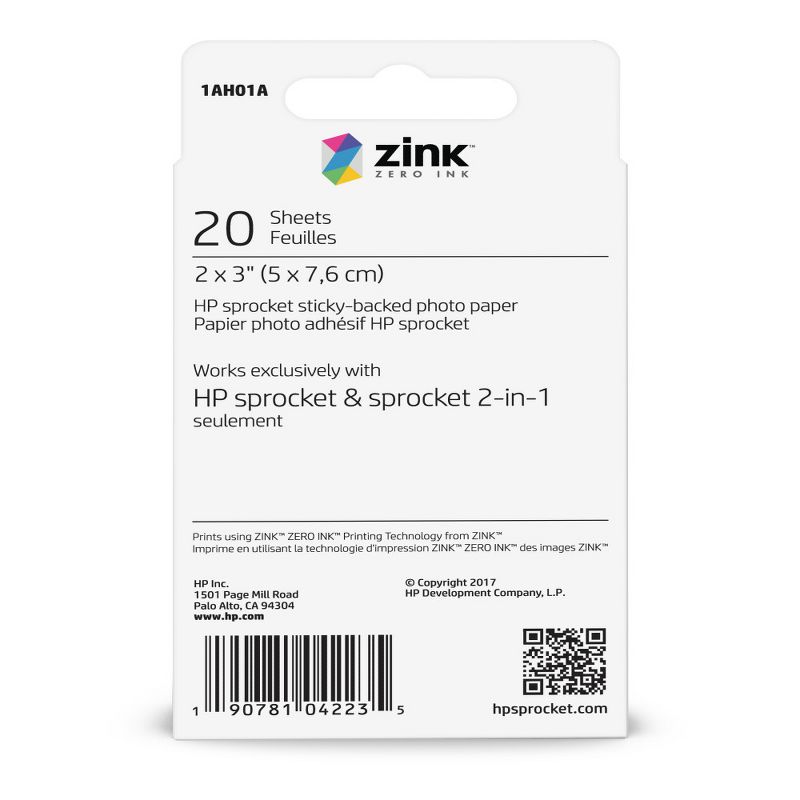 HP Sprocket 2x3" Premium Zink Sticky Back Photo Paper (100 Sheets) Compatible with HP Sprocket Photo Printers.