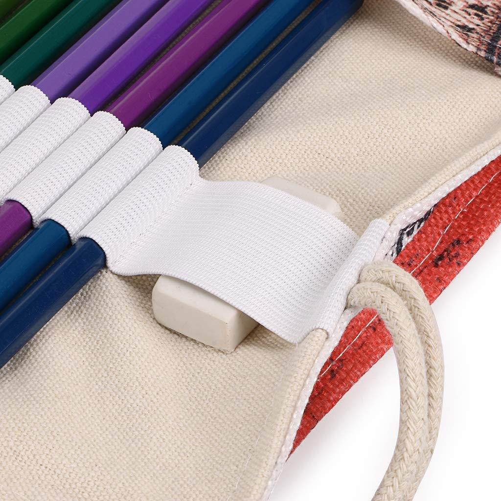 BTSKY Canvas 108 Slot Pencil Roll Wrap-Pencil Pouches Holder Fit for Prismacolor Premier Colored Pencils (108 Slot Building)