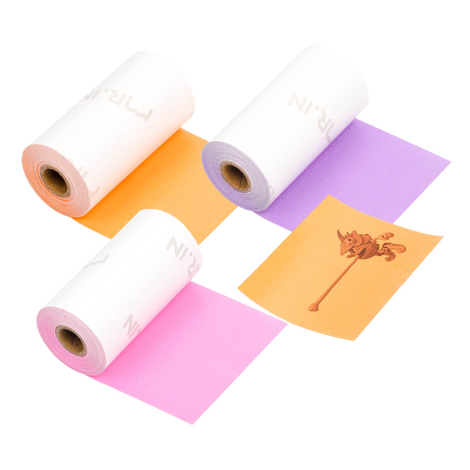 Aibecy 3 Rolls Self-Adhesive Thermal Paper Black on Purple/Rose Red/Orange 50mm*3.5m Compatible with Phomemo M02/M02S Thermal Printers