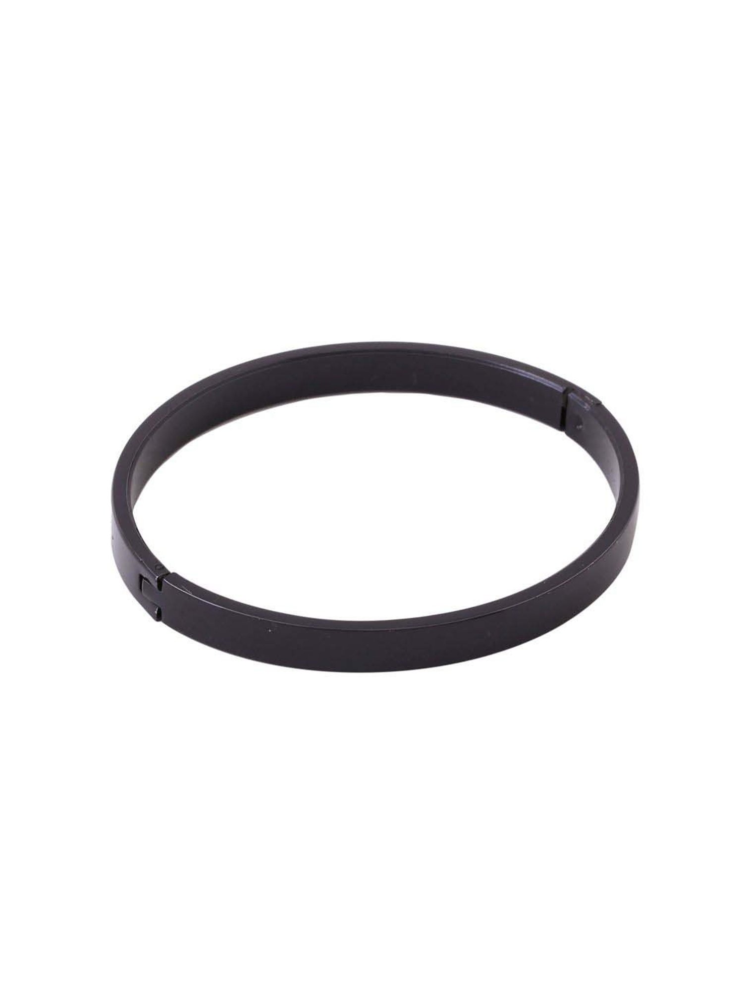 NVR Black Metal Interlock Kada Bracelet for Men