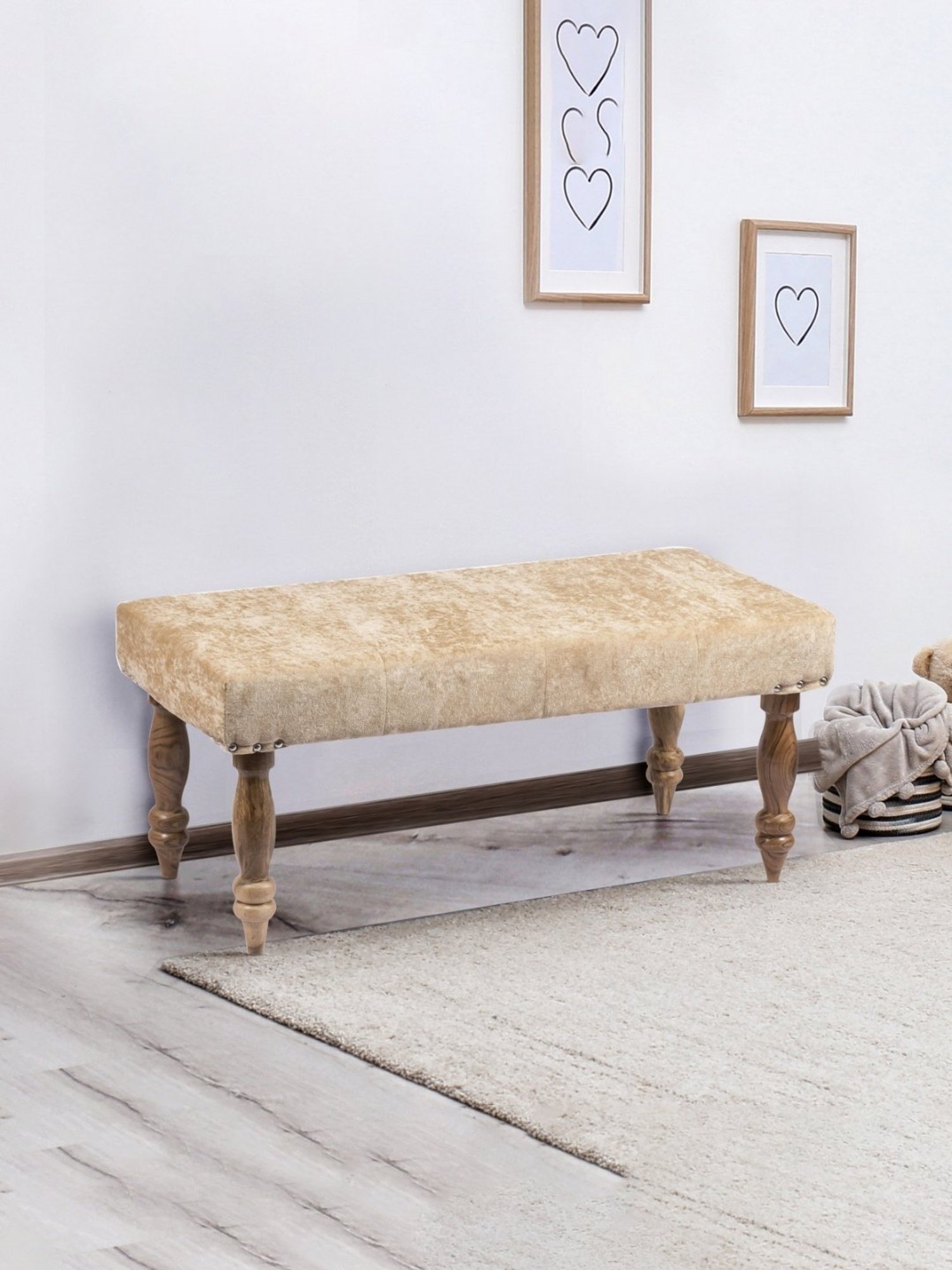 Picardy Vanity Stool Fabric/Antique Pearl - Acme Furniture