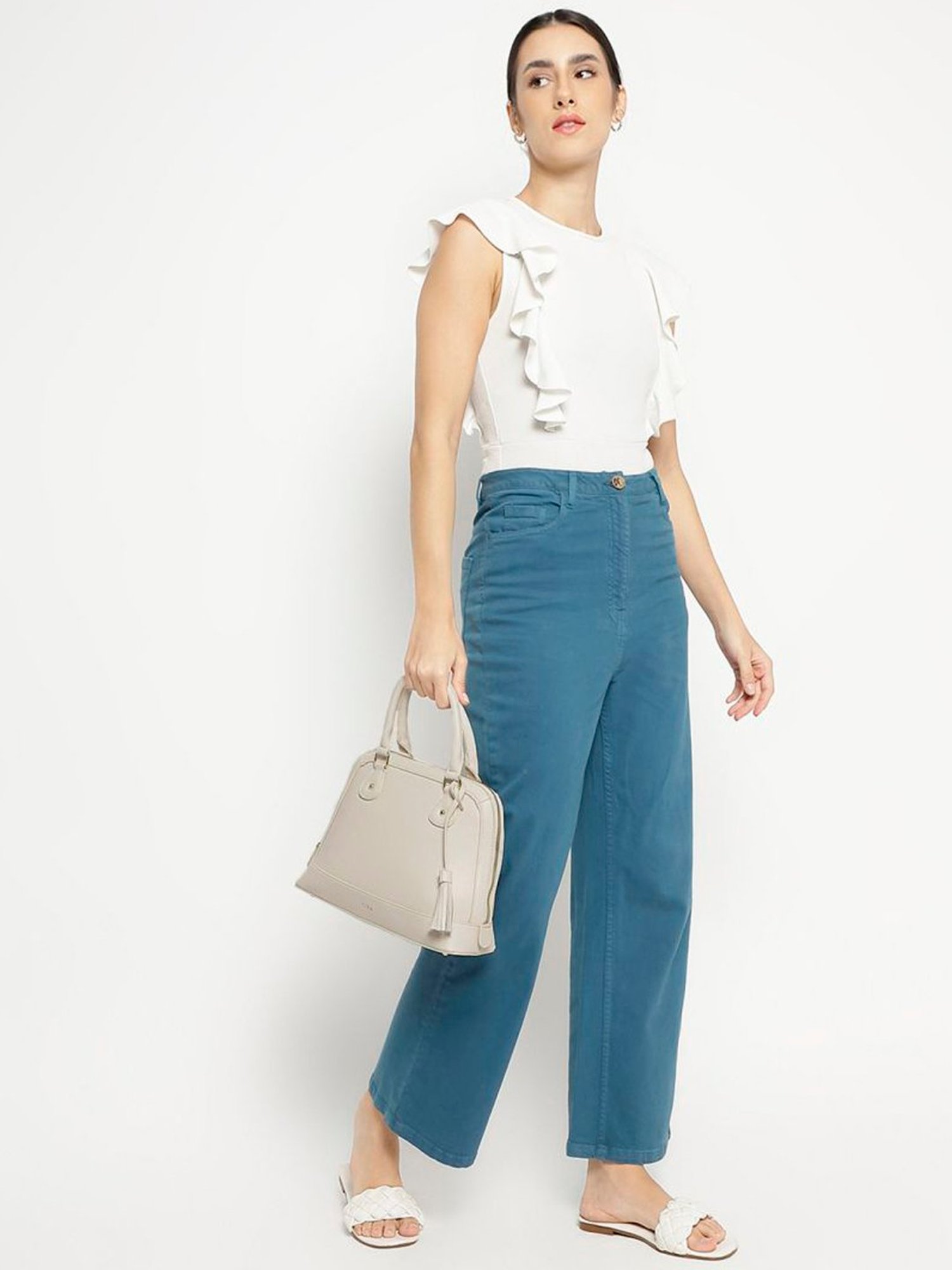 Tyra Iris Beige Solid Faux Leather Handbag