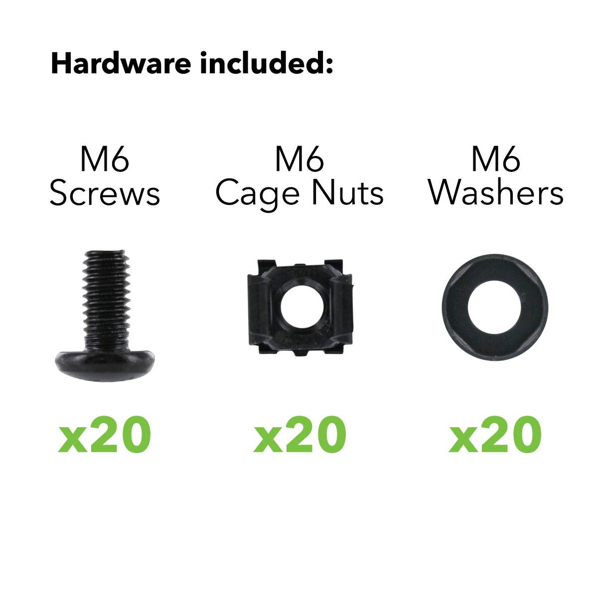 Navepoint M6 Cage Nuts And Screws For Rack Mount Server Shelves Cabinets Set Of 20