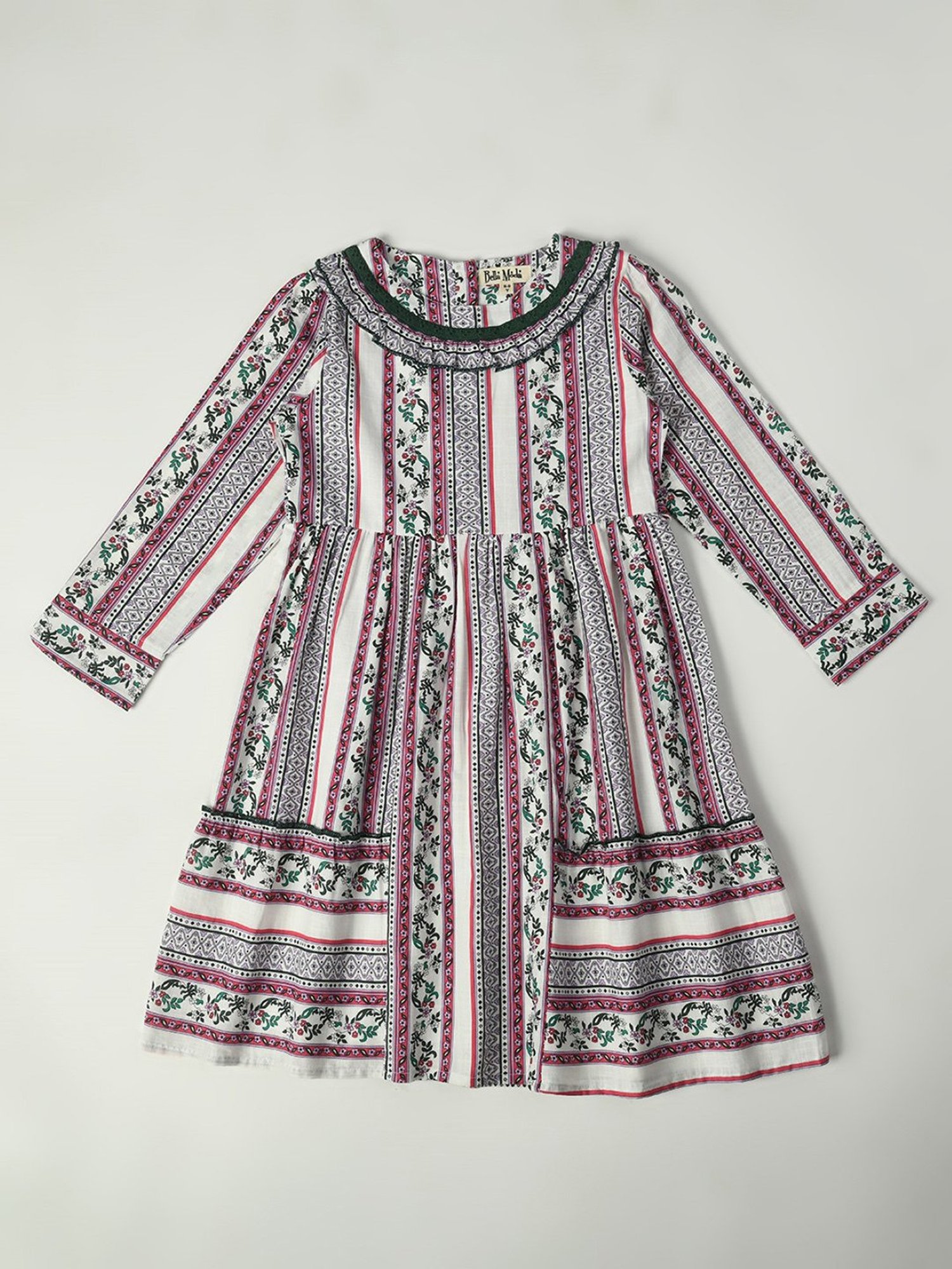 Bella Moda Kids Multicolor Floral Print Full Sleeves Fit & Flare Dress