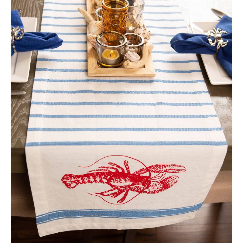 72" x 14" Cotton Lobster Stripe Kitchen Table Runner - Design Imports