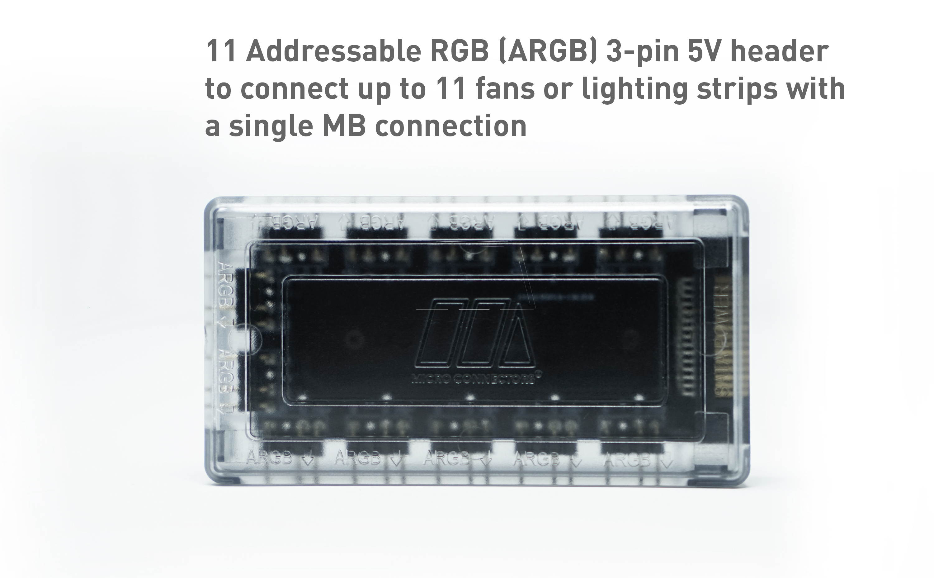 Micro Connectors 11-Port ARGB Splitter Hub for Fan and Light with Magnetic Base
