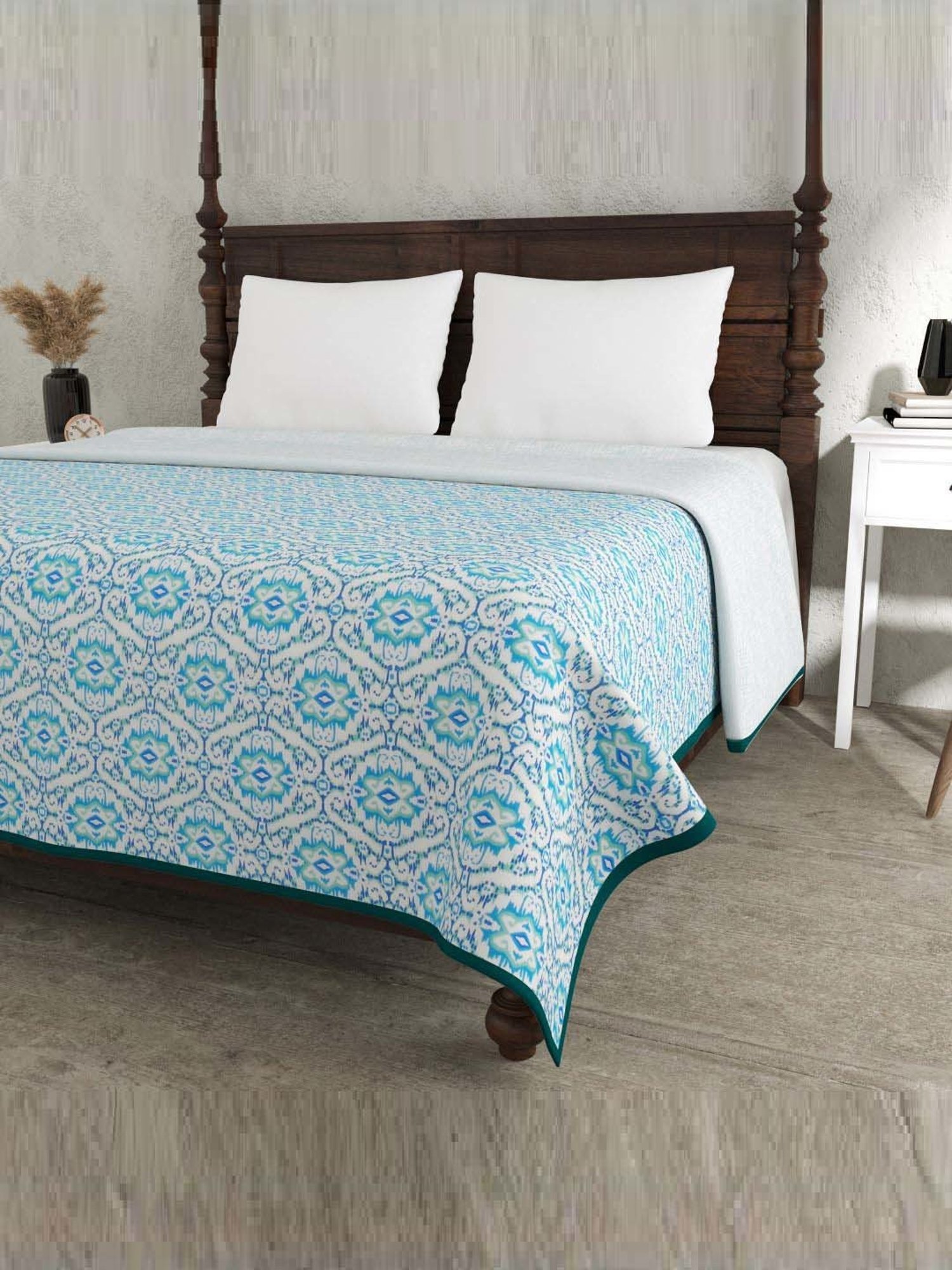 JaipurFabric Arctic Blue Mulmul Cotton 150 GSM Reversible Ac Dohar